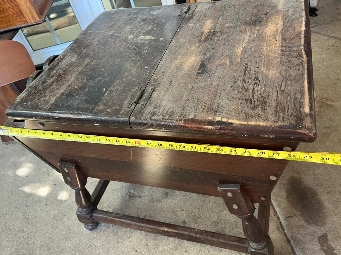 Vintage Wooden Storage Bin with Flip Lid - photo 5
