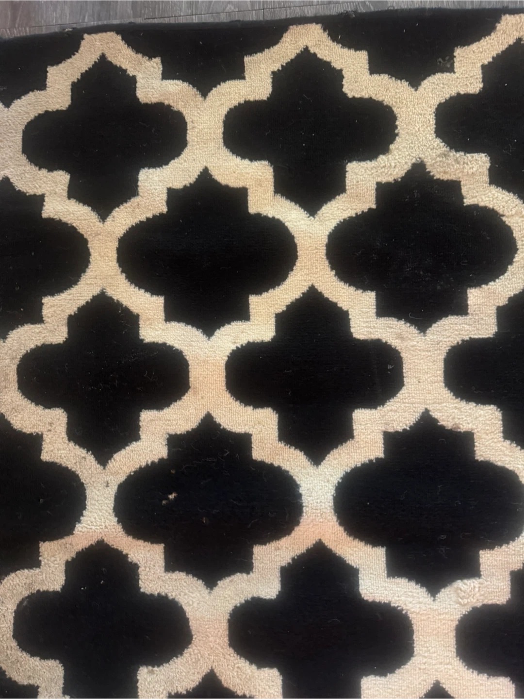 Black and Cream Patterned Area Rug