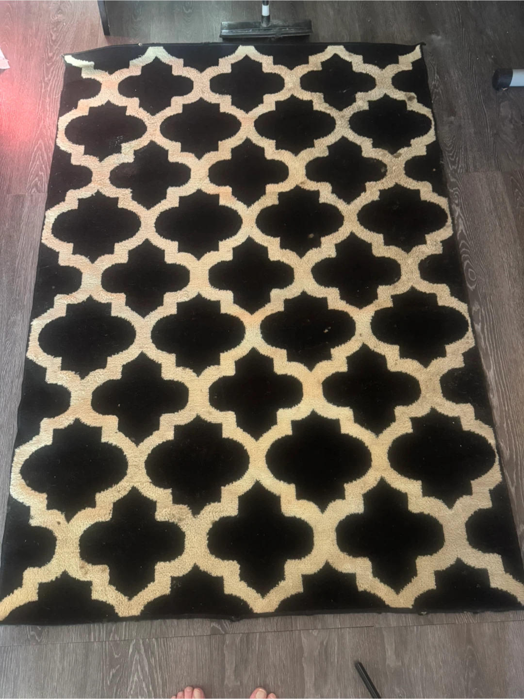 Black and Cream Patterned Area Rug - photo 2