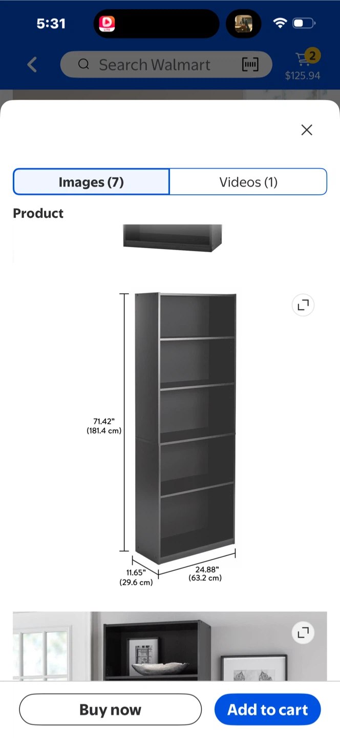 2 Mainstays 5-Shelf Bookcase - True Black Oak - photo 2