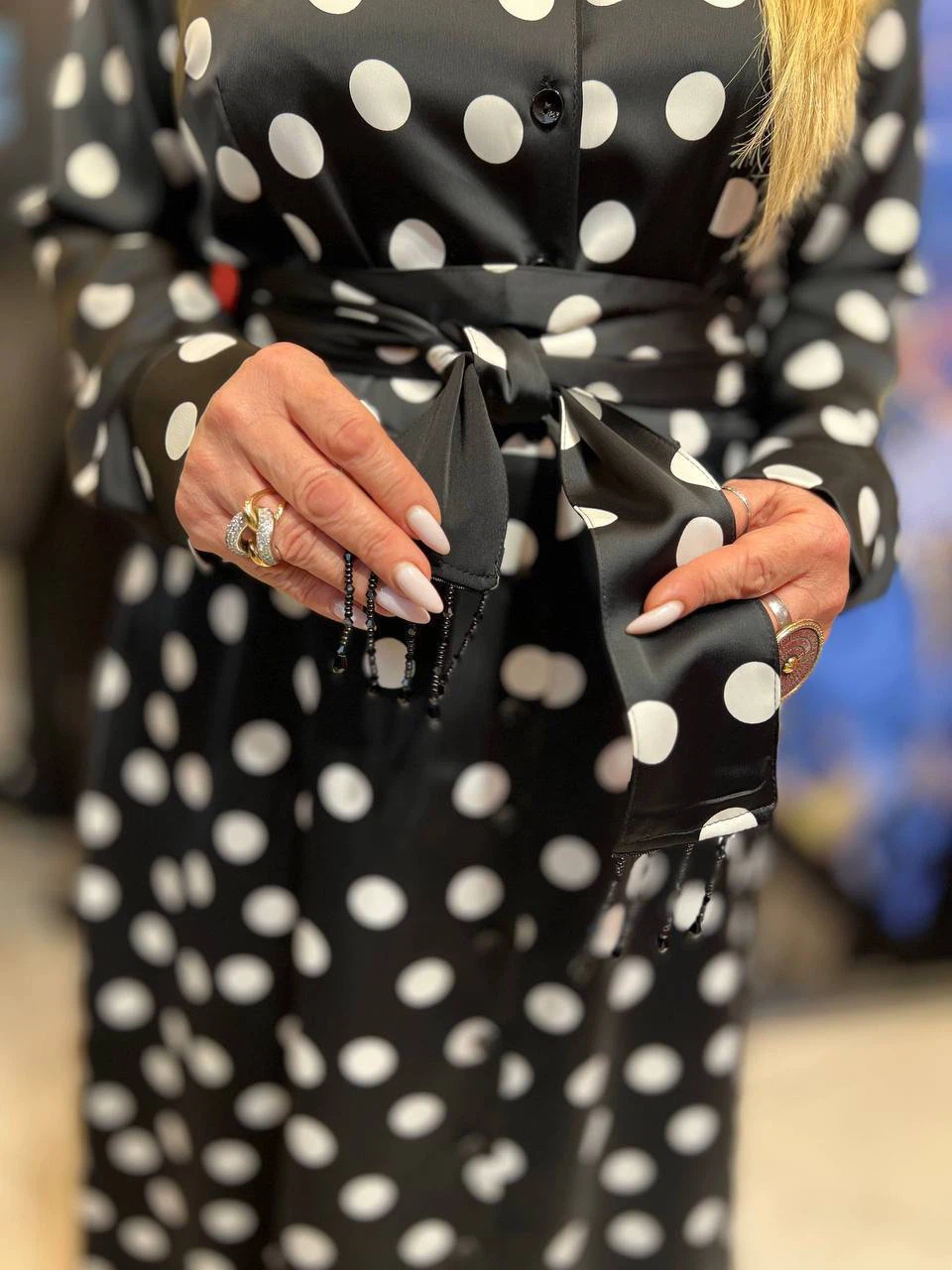 Black and white polka dot maxi dress - photo 3