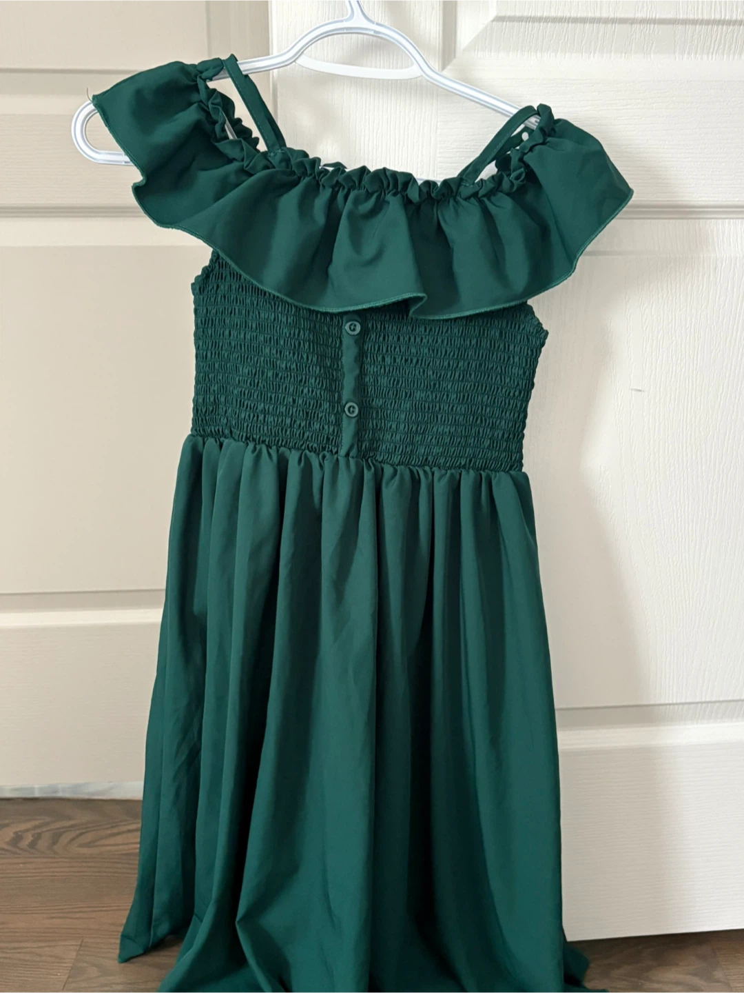 Kids Green Off-the-Shoulder Dress