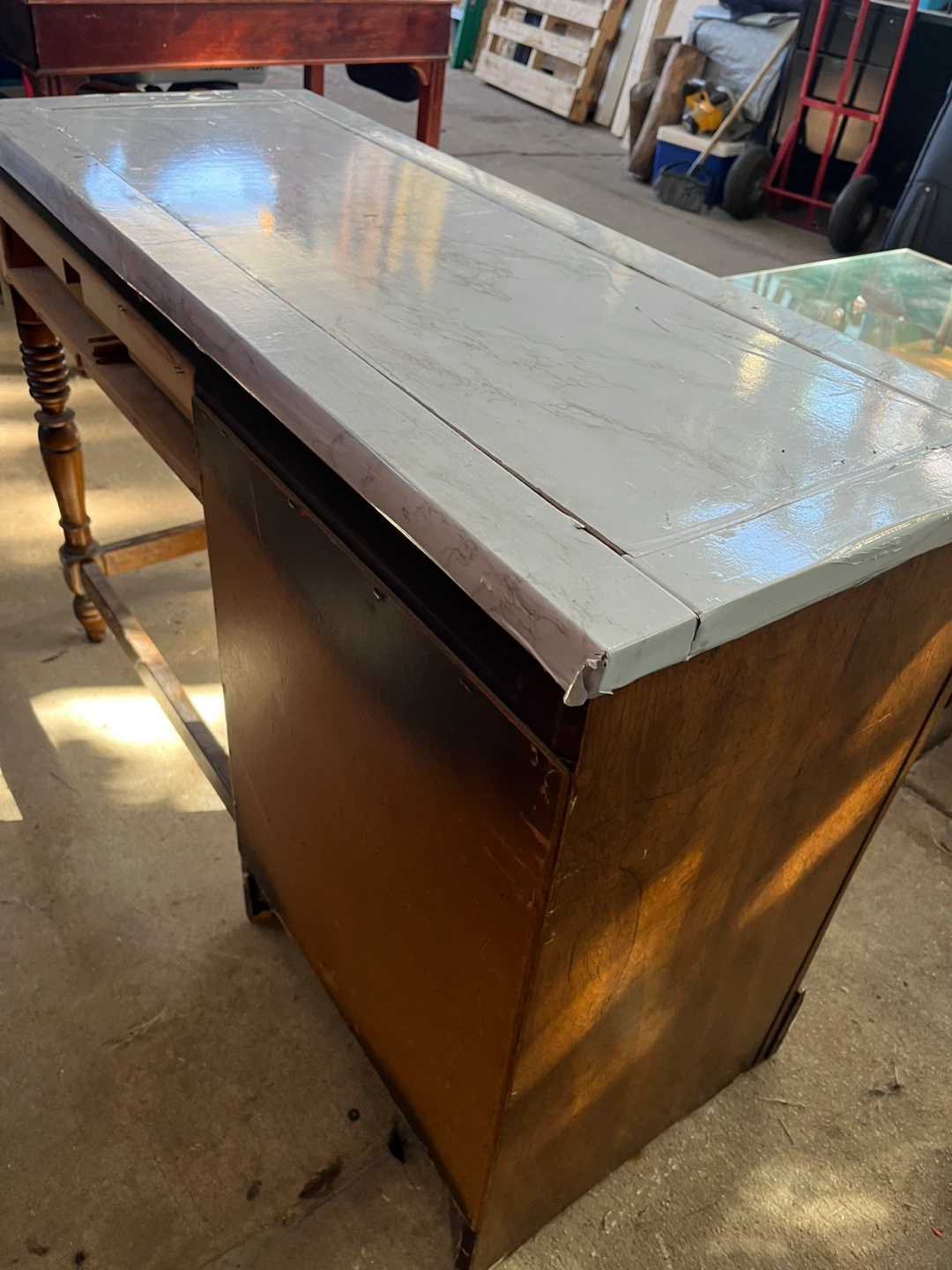 Vintage Wooden Desk with Drawers - photo 4