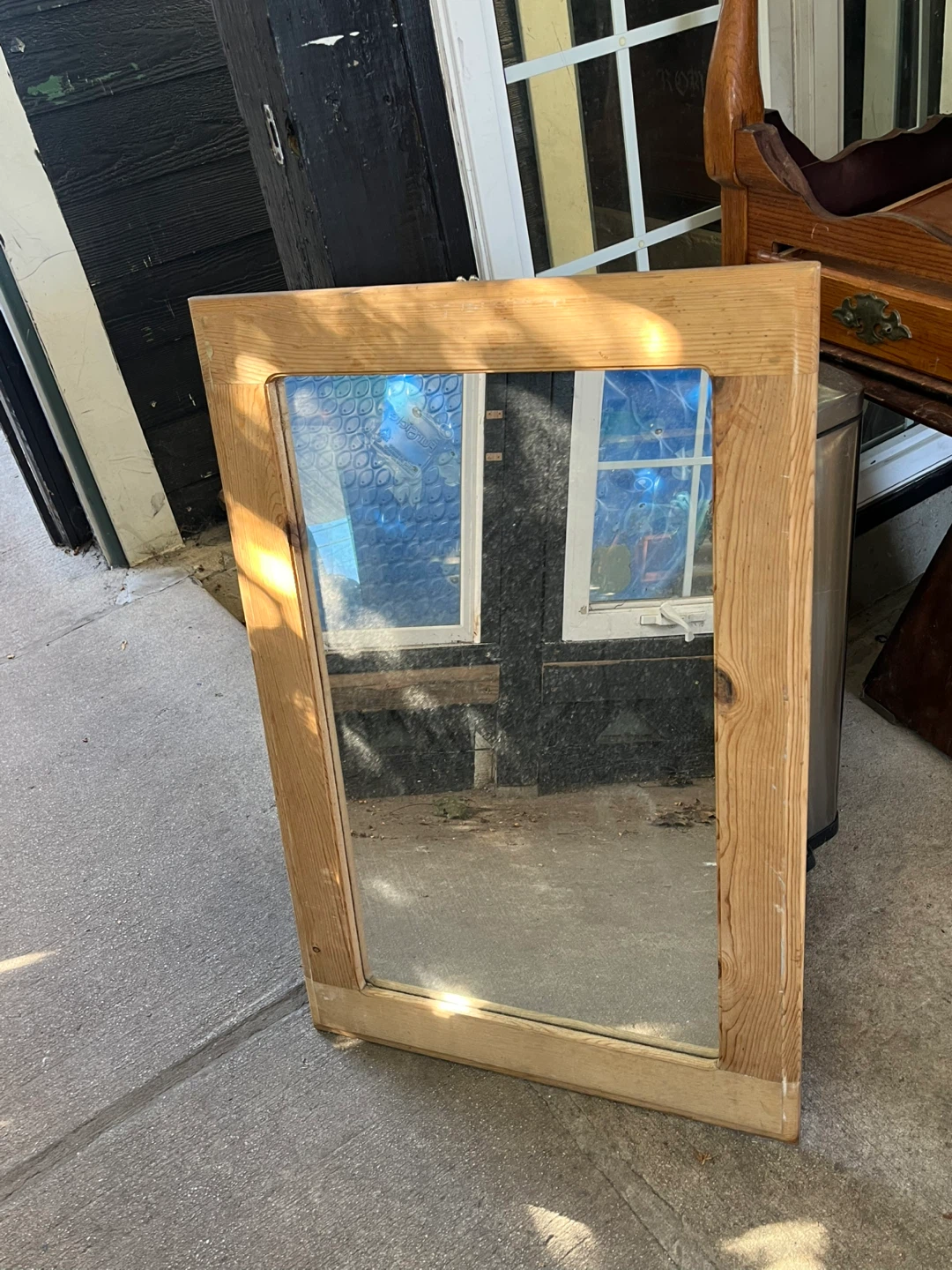 Natural Wood Frame Wall Mirror - photo 2