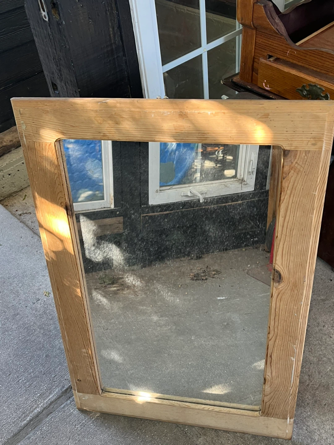 Natural Wood Frame Wall Mirror - photo 3