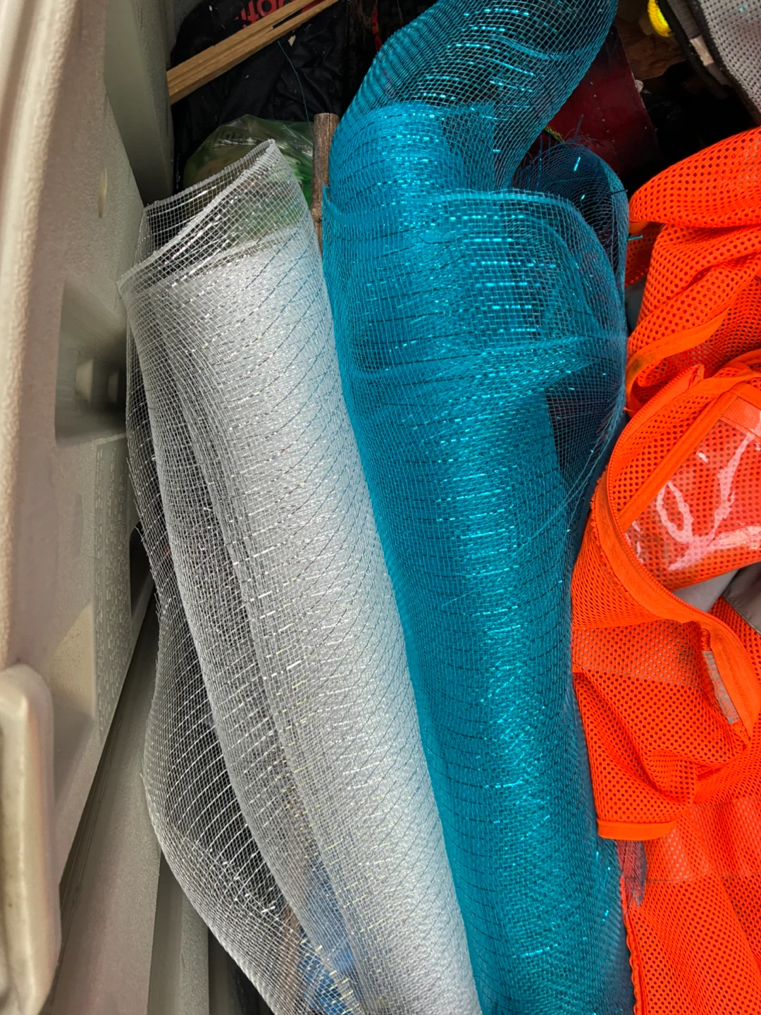 Metallic Deco Mesh Rolls Turquoise Blue SilverWreath Crafts