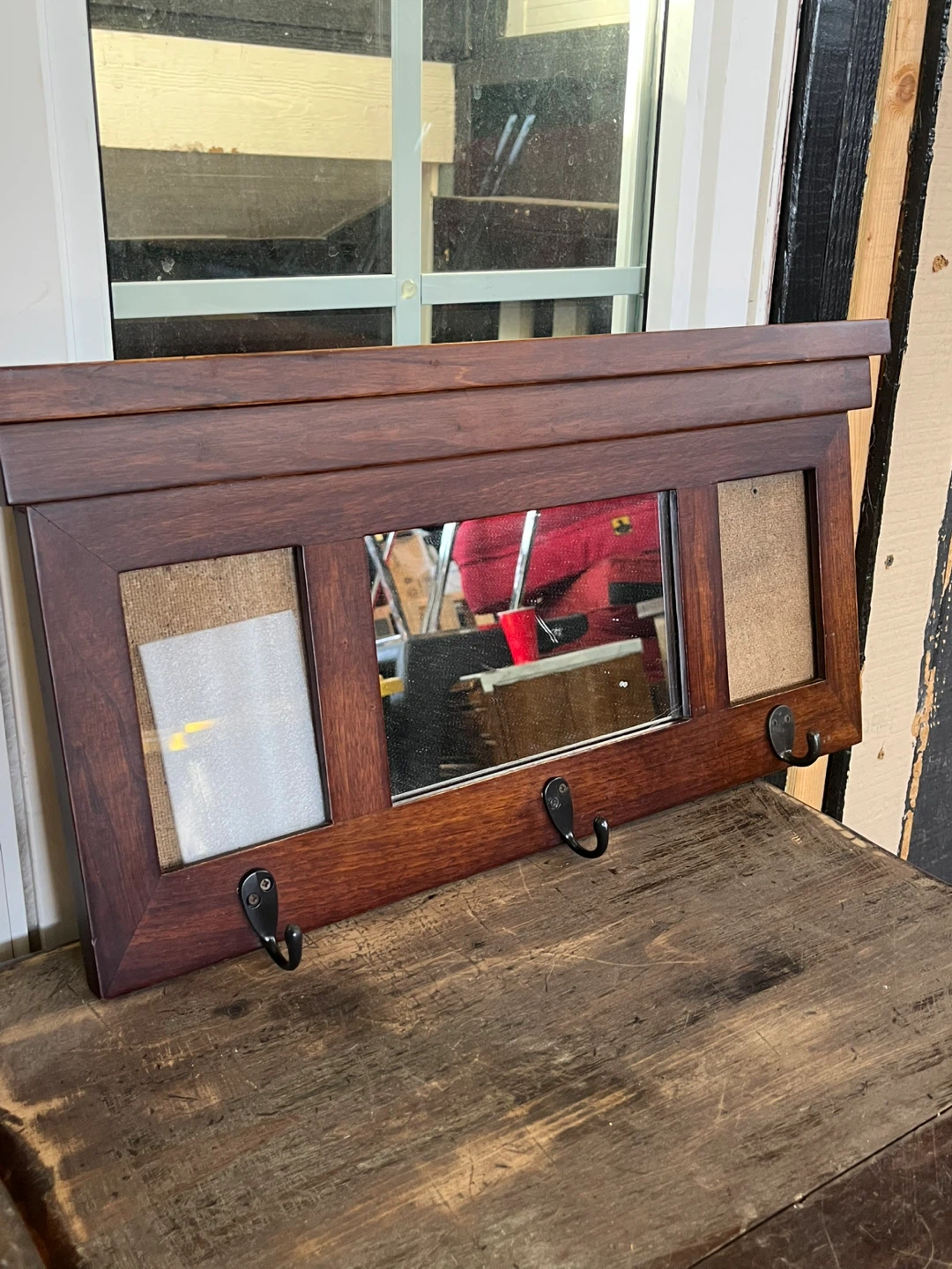 Wall Mounted Mirror and Hook Organizer - photo 2