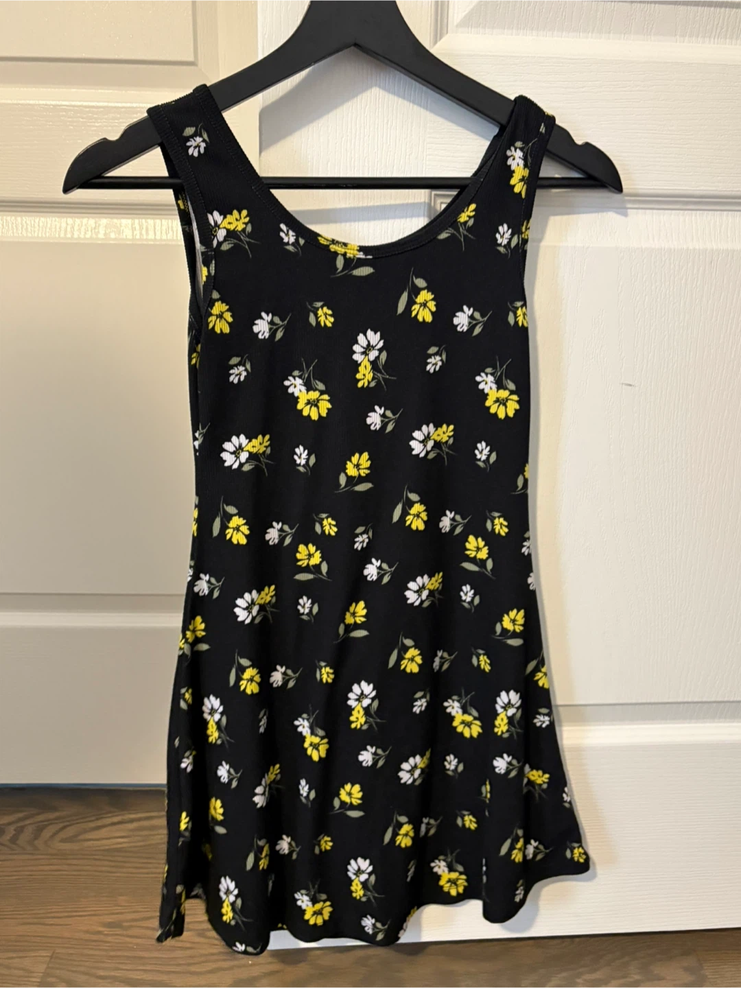 Kids Black Floral Ribbed Tank Dress - photo 2