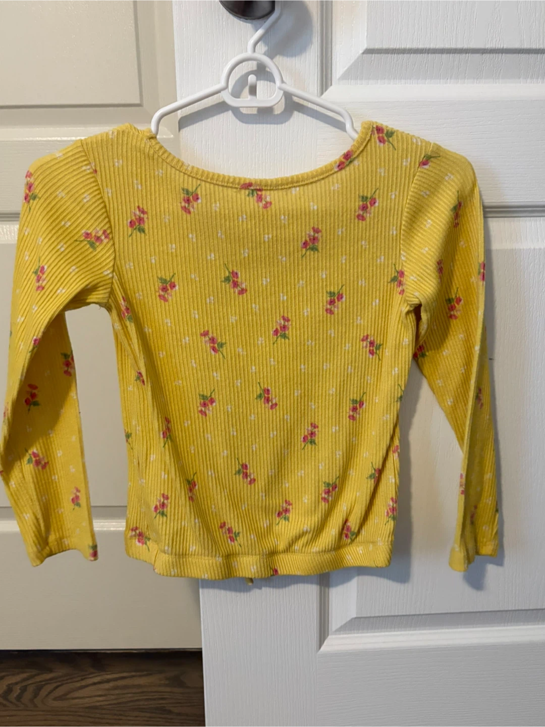 Yellow Floral Ribbed Long Sleeve Top - photo 2