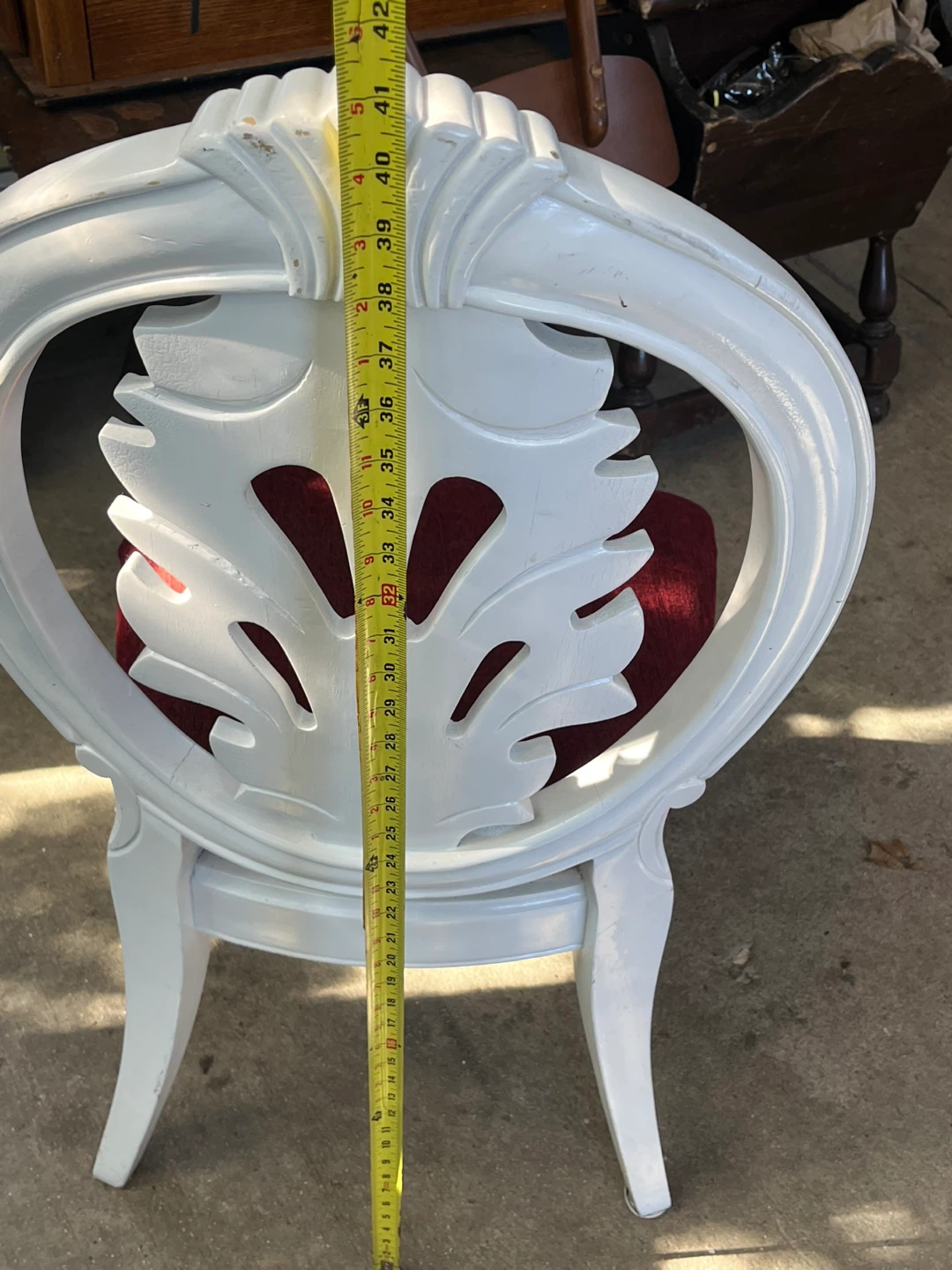 Vintage White Accent Chair with Red Velvet Seat - photo 4
