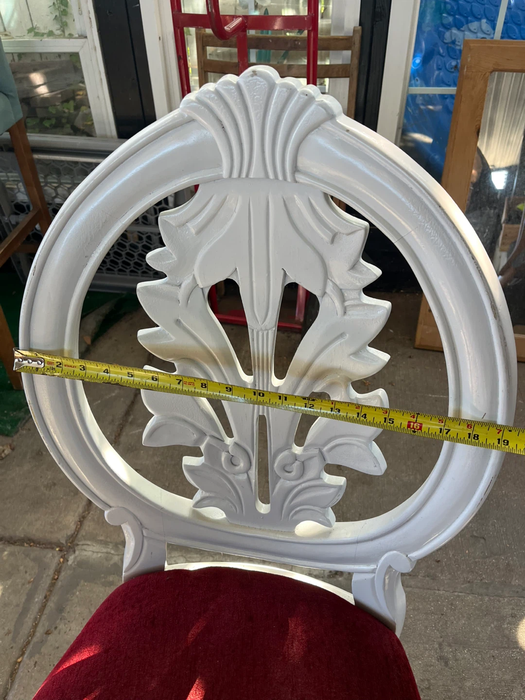 Vintage White Accent Chair with Red Velvet Seat - photo 5