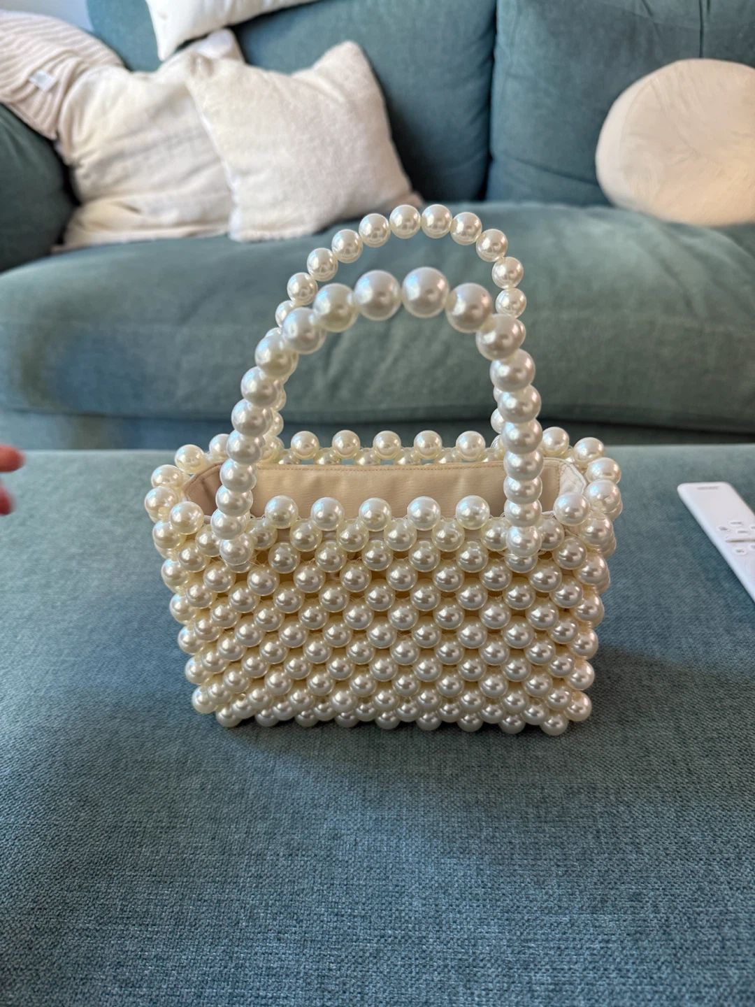 Faux Pearl Beaded Handbag