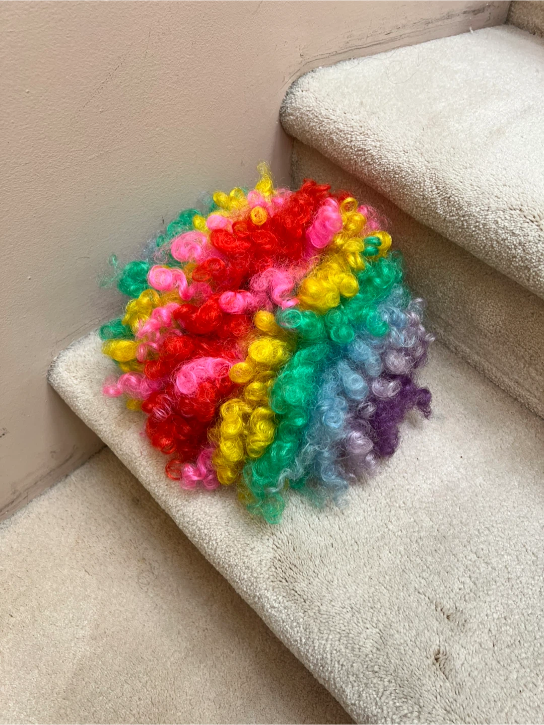 Rainbow curly clown wig