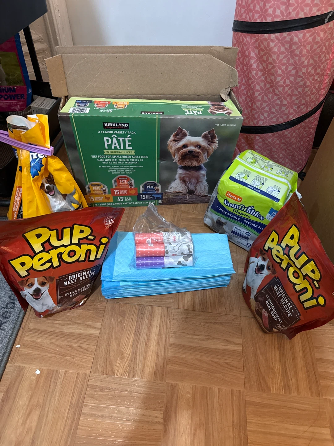 Kirkland Dog Food, Pup-Peroni, and Supplies Bundle