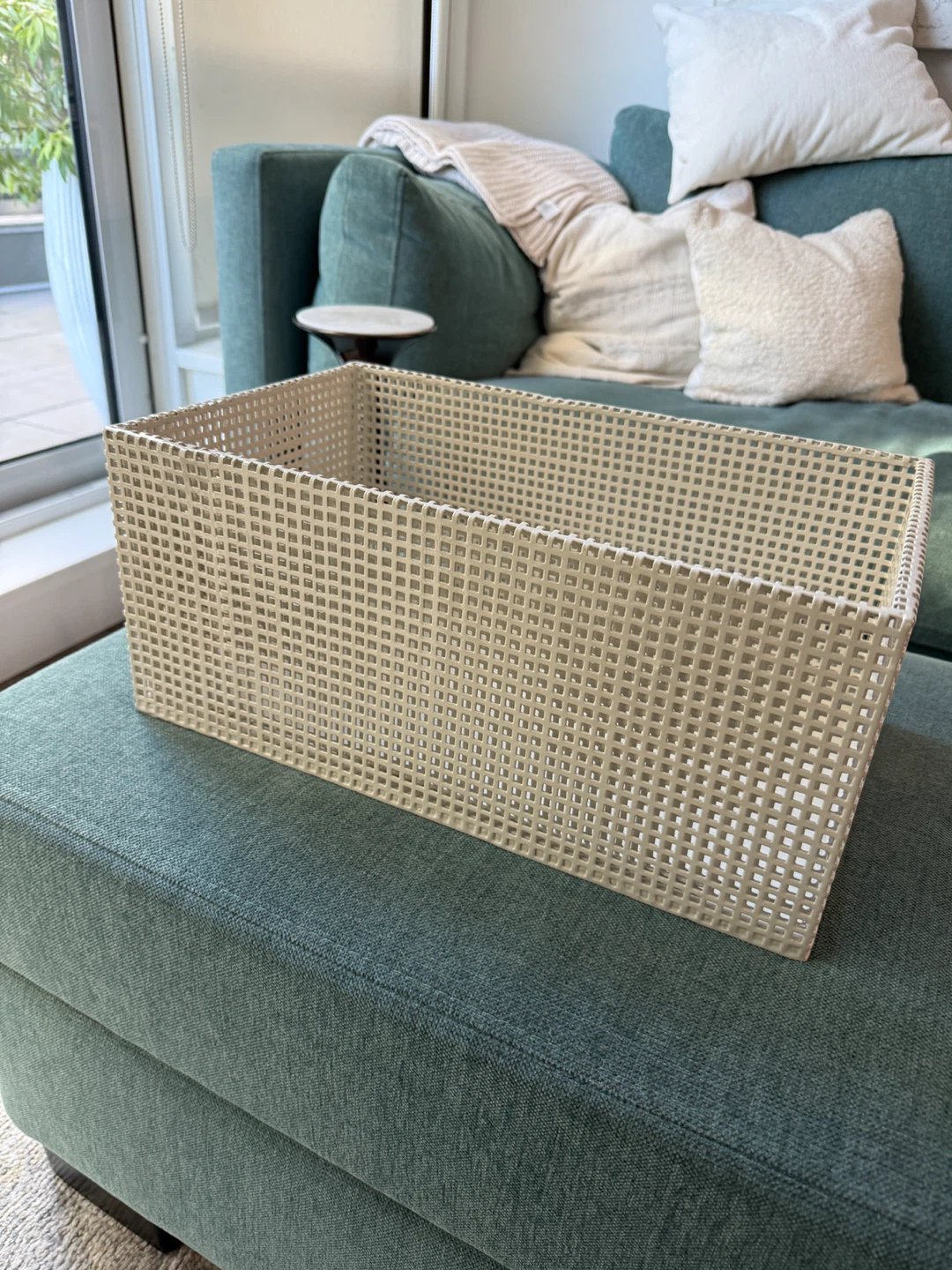 White Rectangular Woven Storage Basket by Crate and Barrel