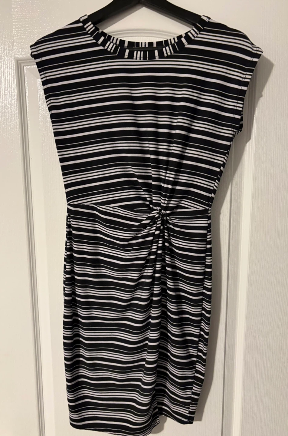 Black and white striped dress