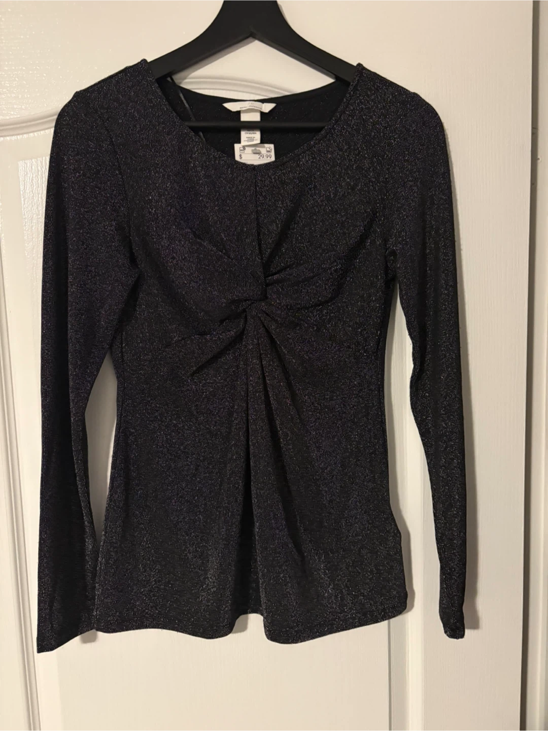H&M Black Shimmer Long-Sleeve Top