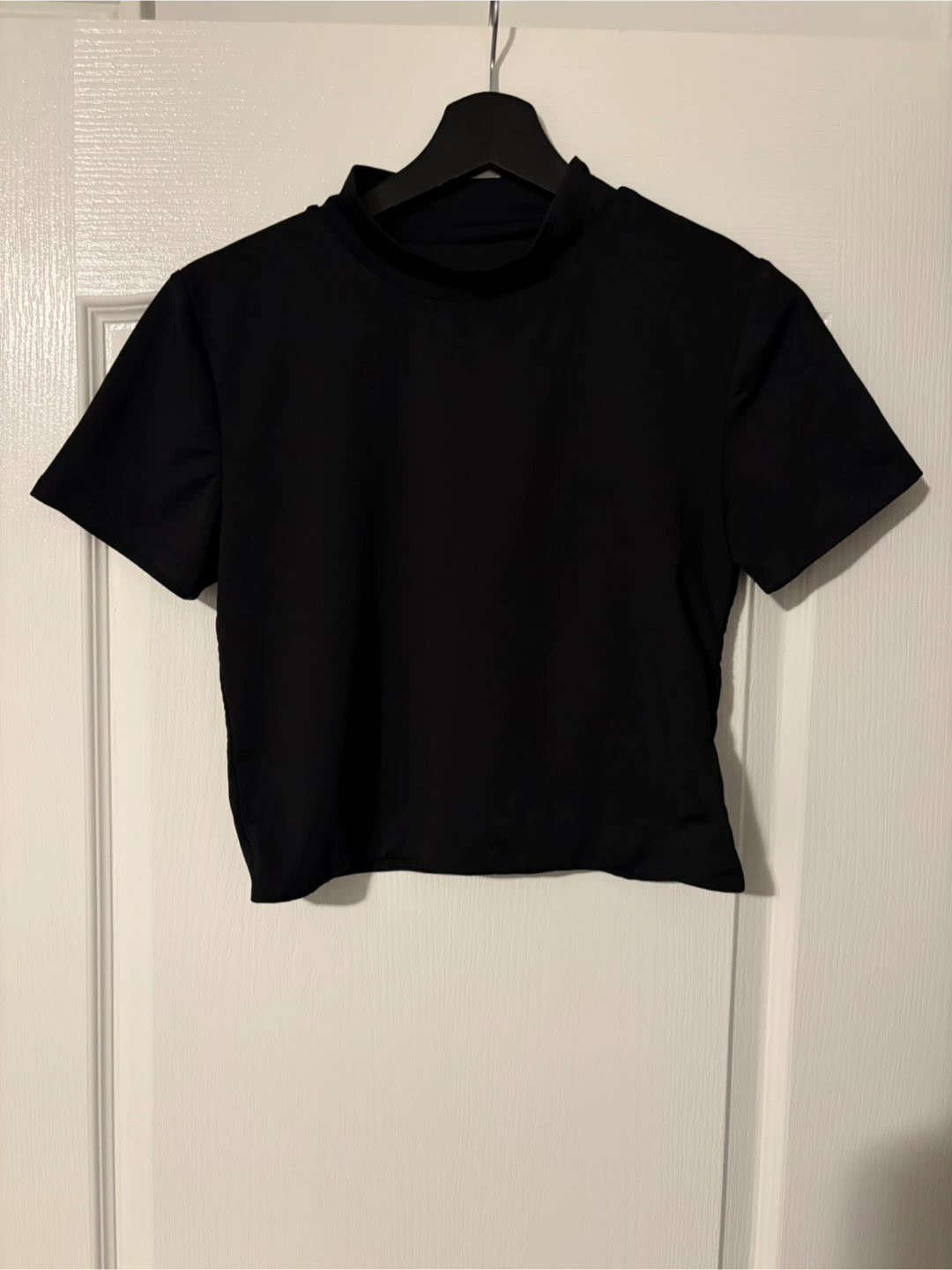 Black Mock Neck Crop Top
