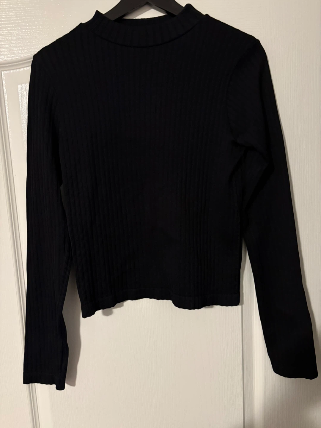 Black Mock Neck Ribbed Long Sleeve Top - photo 2