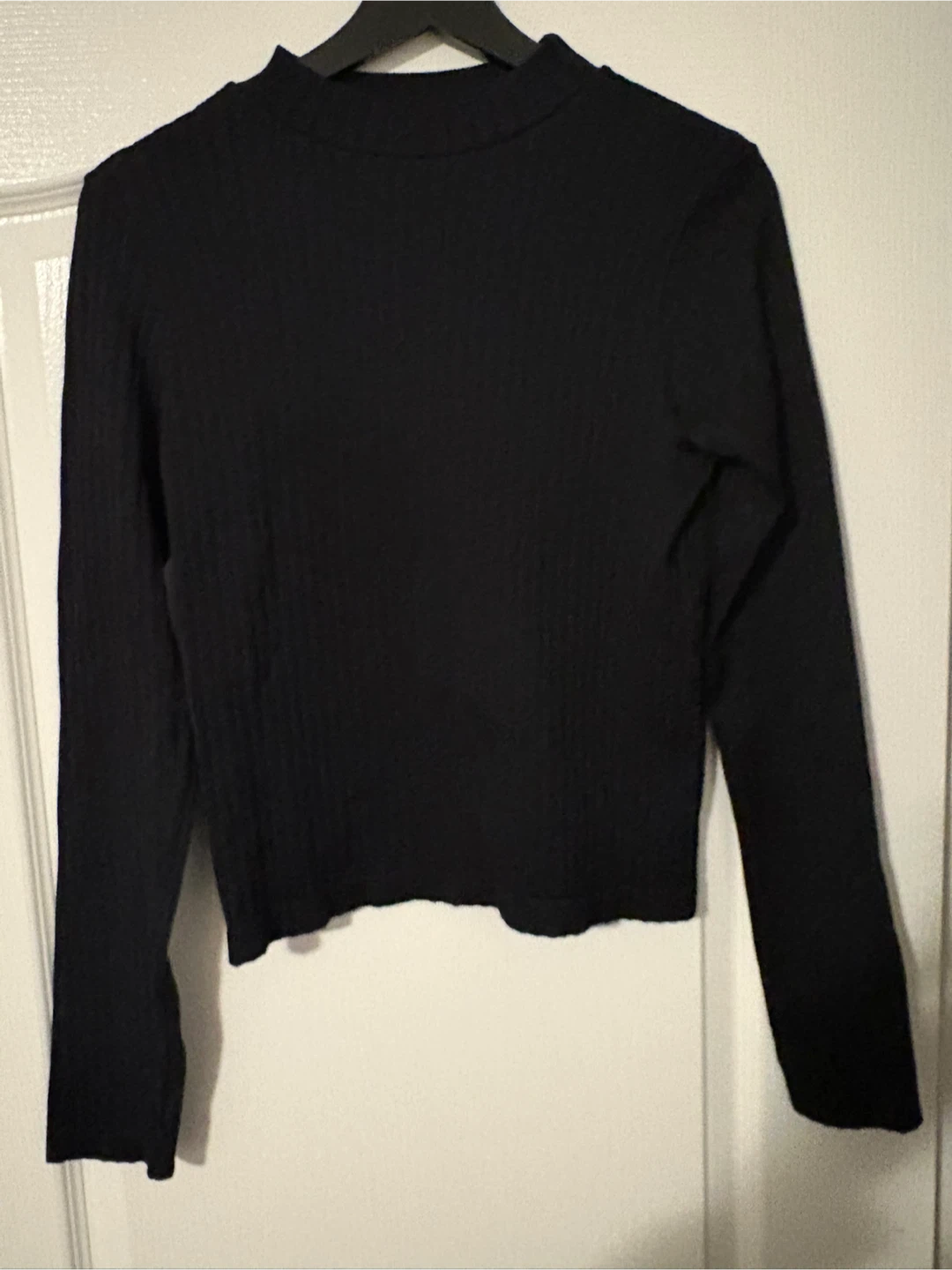 Black Mock Neck Ribbed Long Sleeve Top - photo 3