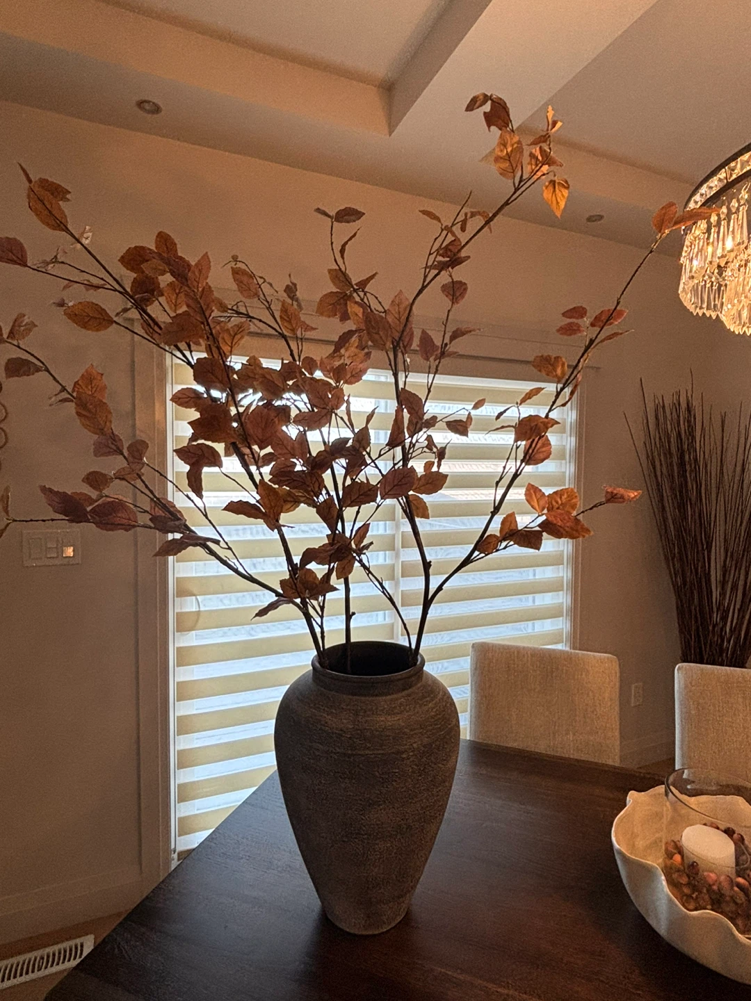 Rustic grey textured floor vase with faux autumn branches - photo 5