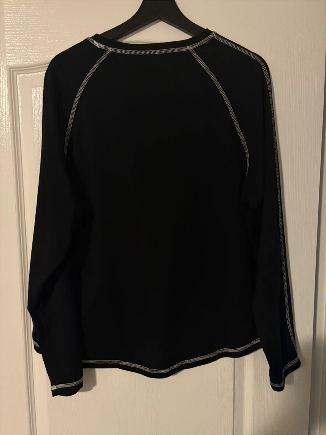Black Long-Sleeve Shirt with White Contrast Stitching - photo 3