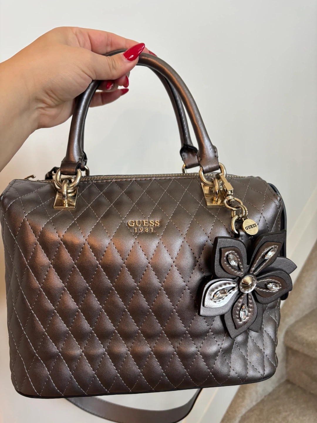 Guess 1981 Quilted Metallic Handbag