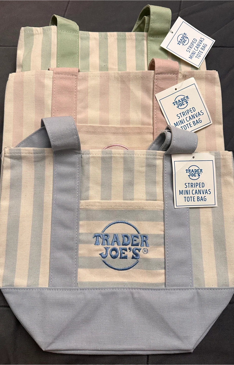 NWT - Trader Joe’s Striped Mini Canvas Tote Bag