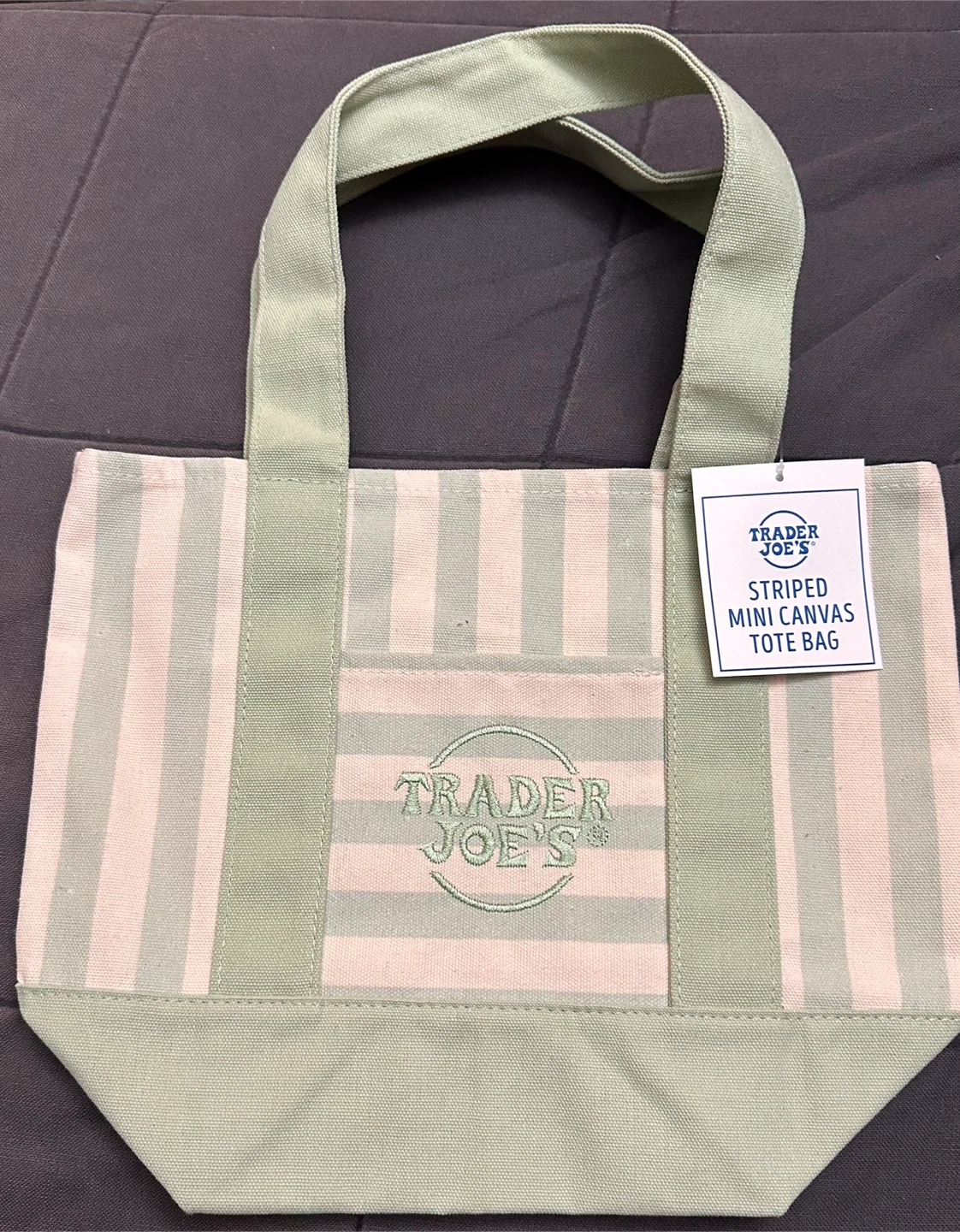 NWT - Trader Joe’s Striped Mini Canvas Tote Bag - photo 2