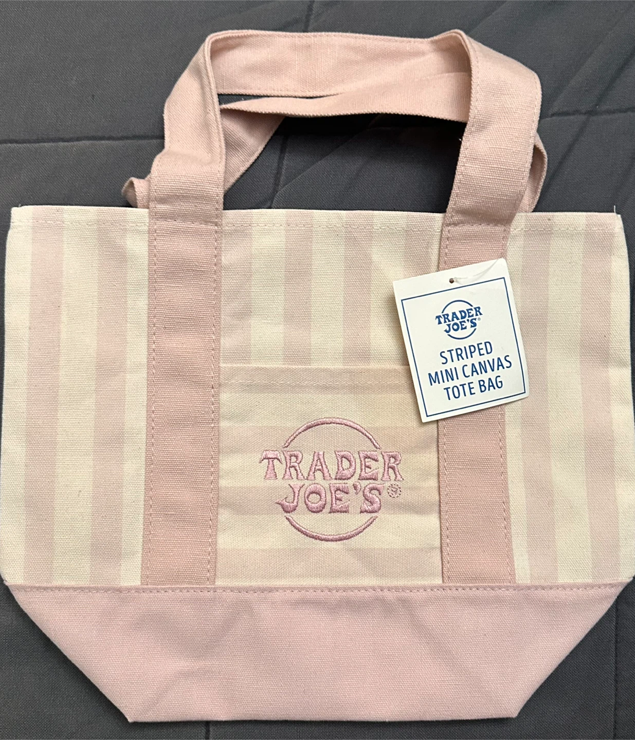 NWT - Trader Joe’s Striped Mini Canvas Tote Bag - photo 3