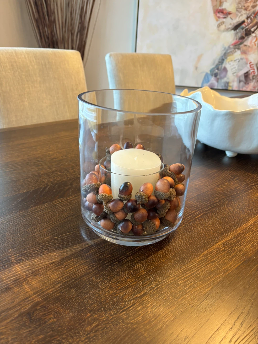Glass Candle Holder with Decorative Acorns - photo 4
