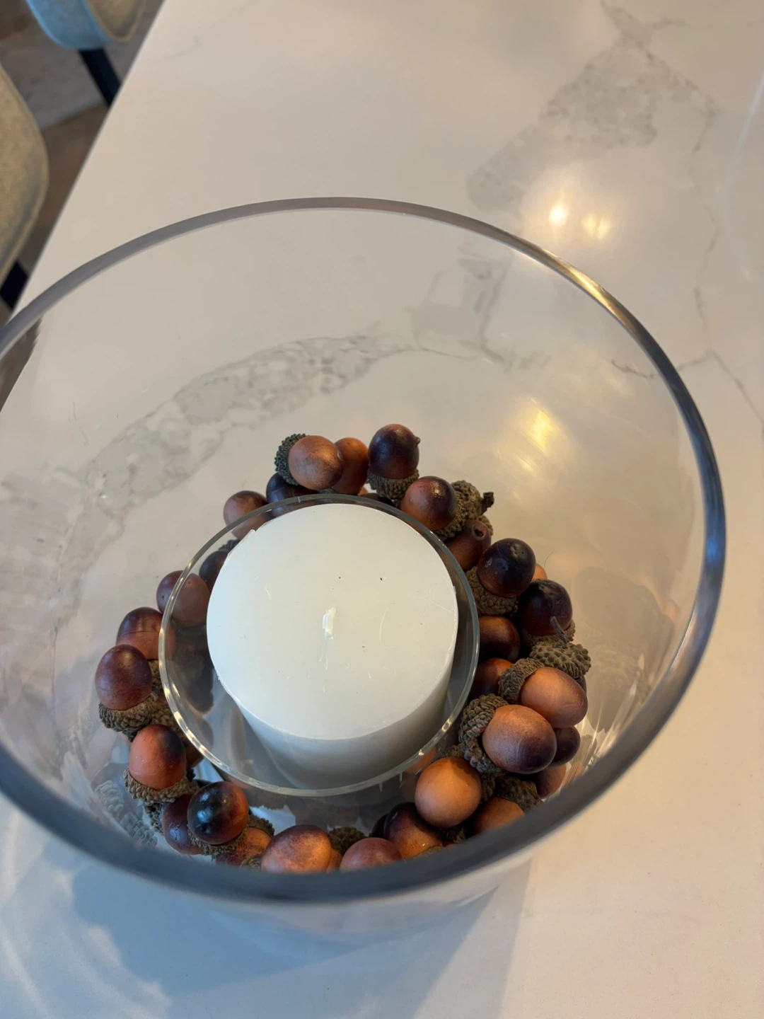Glass Candle Holder with Decorative Acorns - photo 3