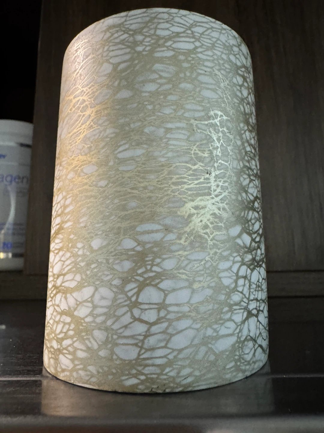 European made Cylindrical Decorative Gold& White holder