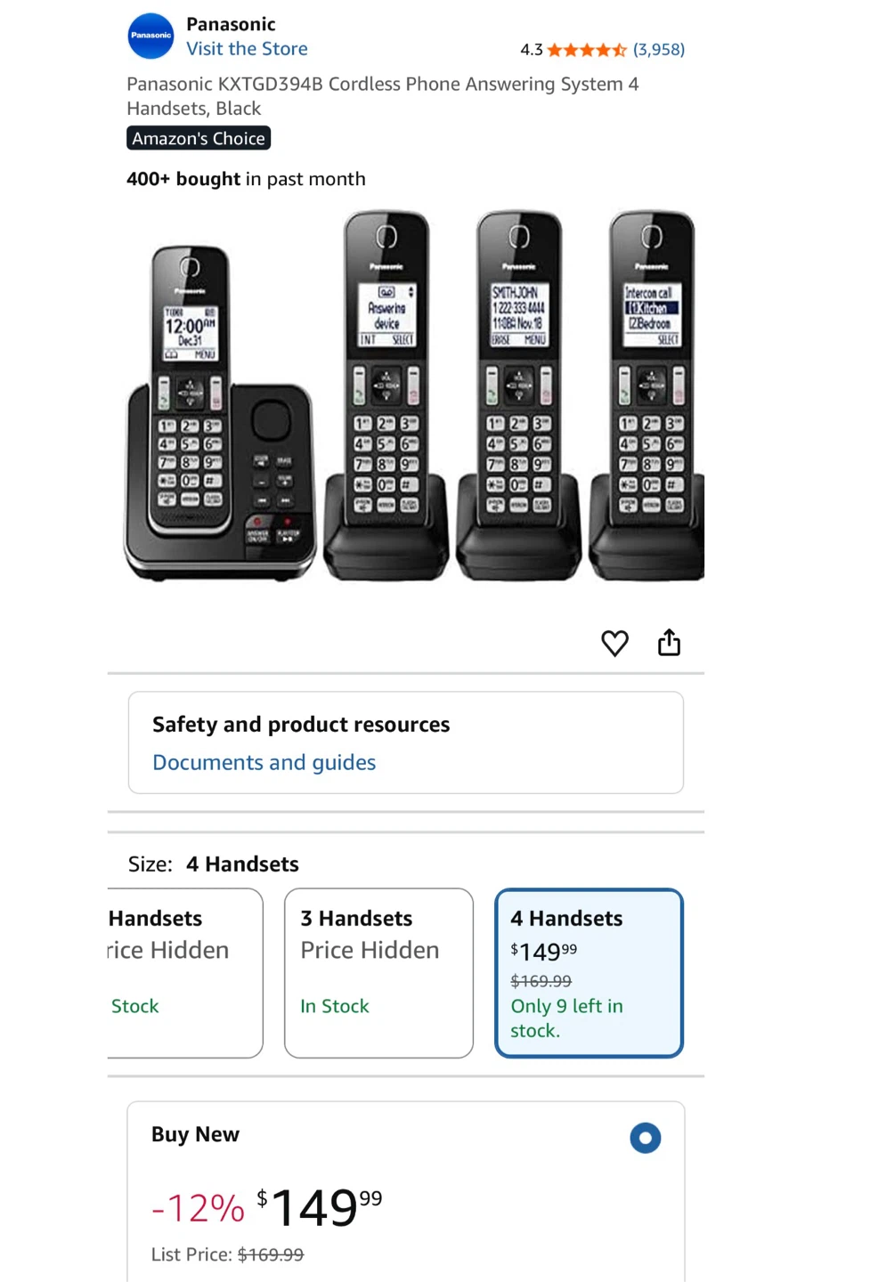 Panasonic KX-TGD394C Cordless Phone System