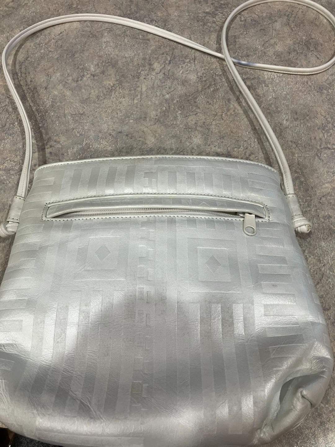 White pinky Geometric Pattern Crossbody Bag