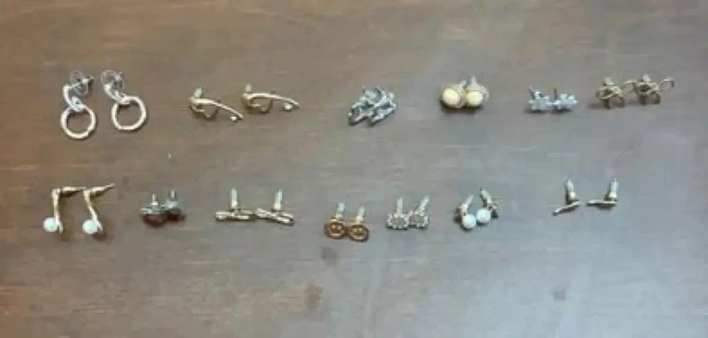 13 pairs of Earrings with Heart shaped box (New) (Free)