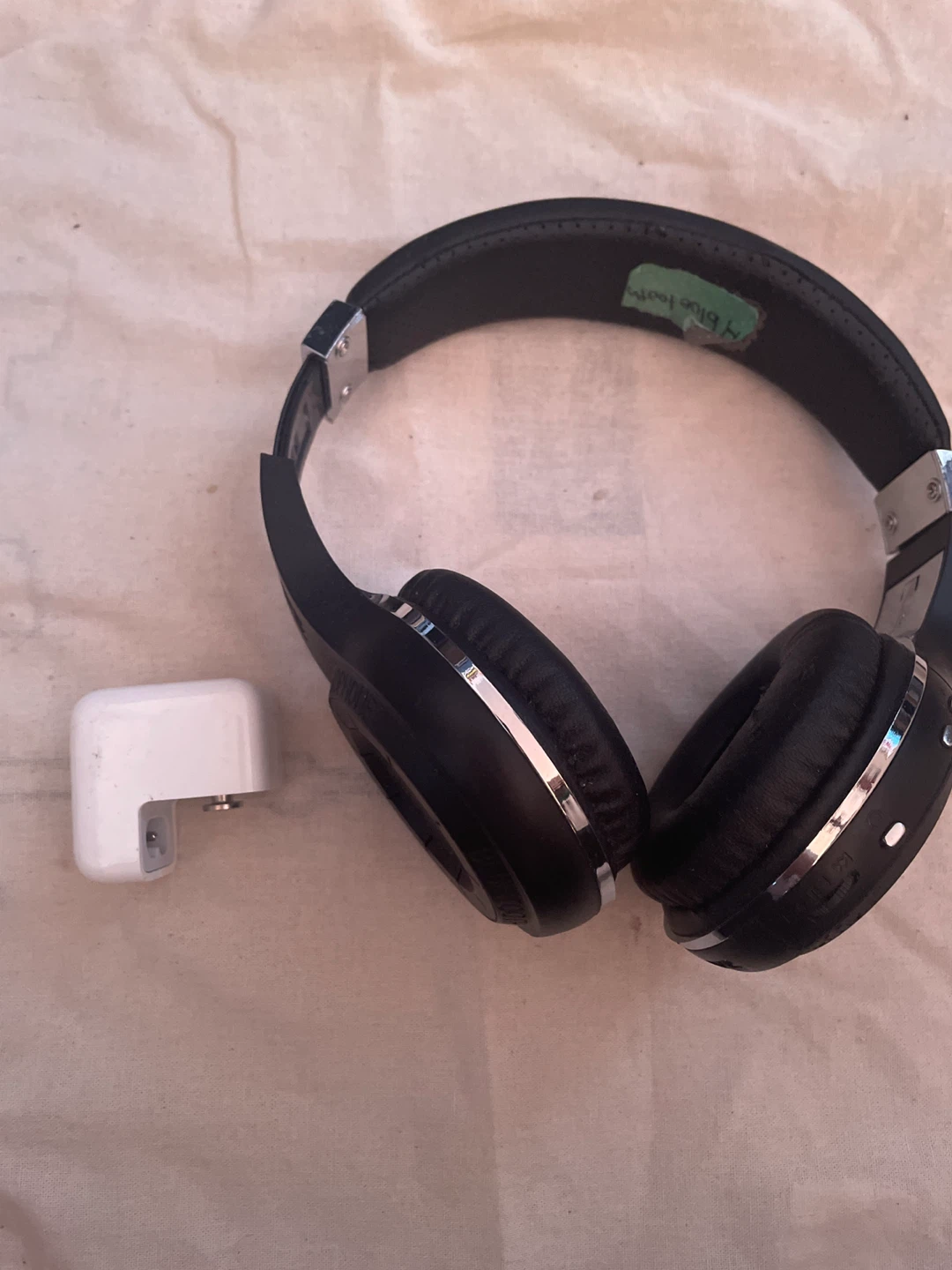 Black Bluetooth Headphones with Apple 12W Power Adapter