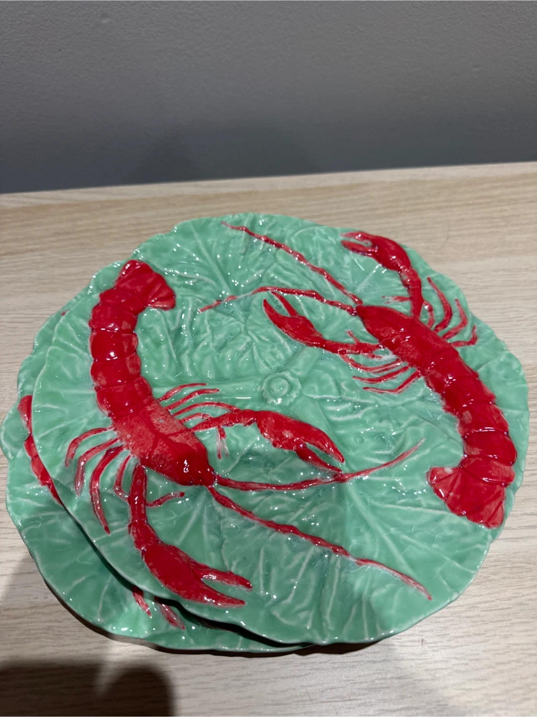 Set of 2 Lobster Ceramic Plates 10inch wide