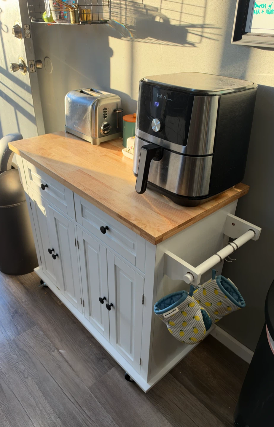 SVOPES Mobile Kitchen Cart with Wood Top