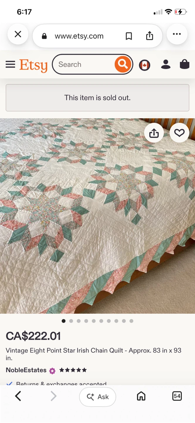 Vintage Eight Point Star Irish Chain Quilt - photo 5