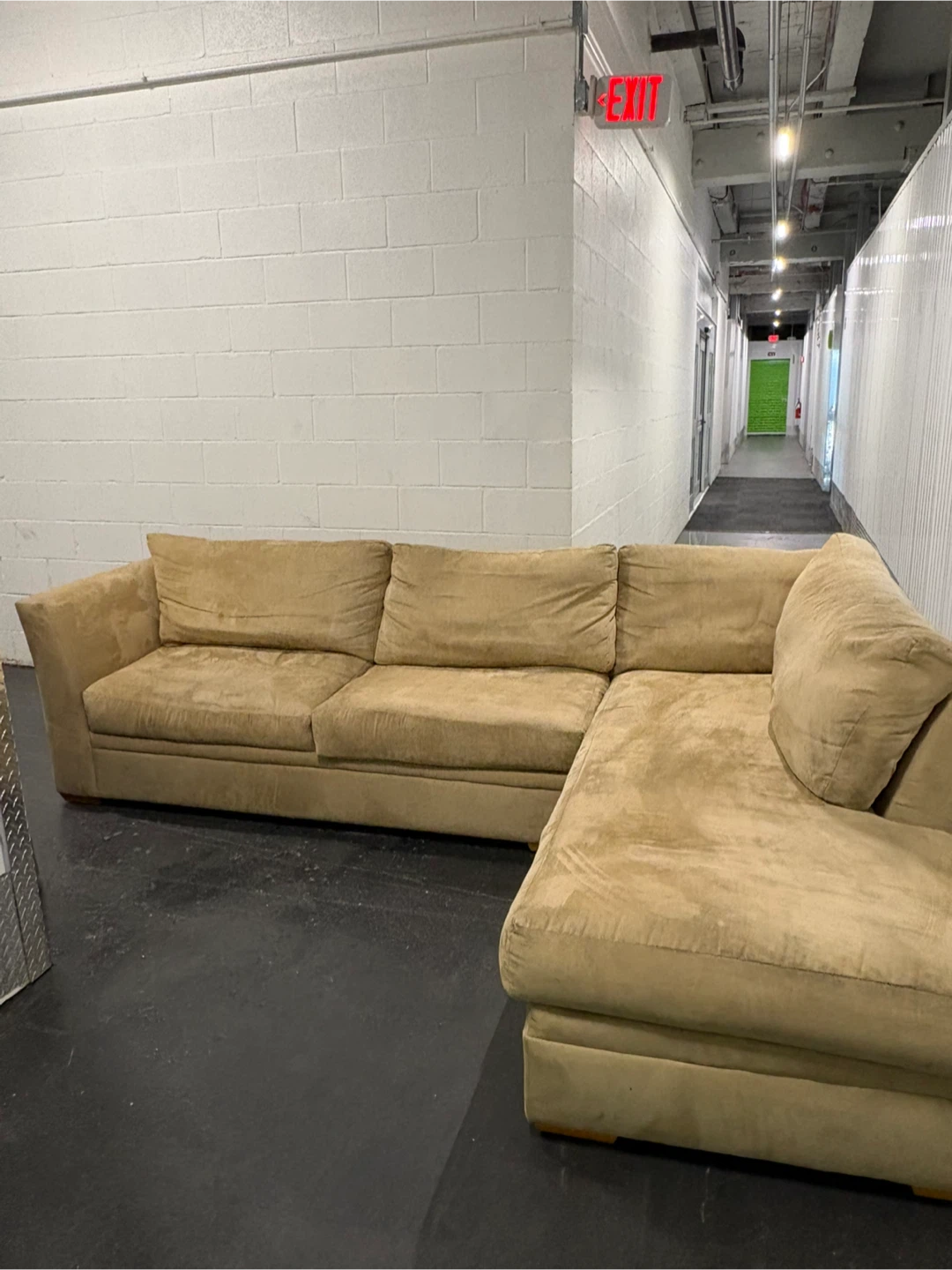 Beige Sectional Sofa with Chaise