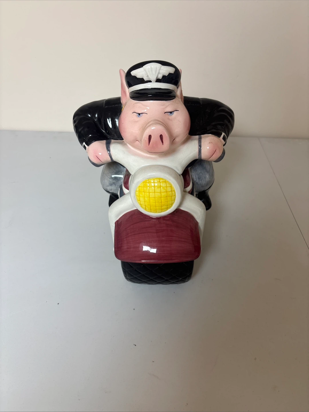 Ceramic Pig Biker cookie Jar