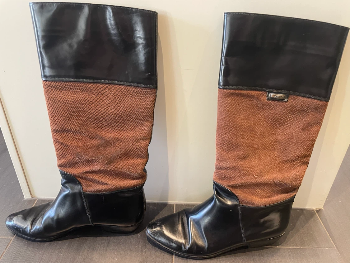 Vintage 1980s Bally Two-Tone Leather Knee-High Boots