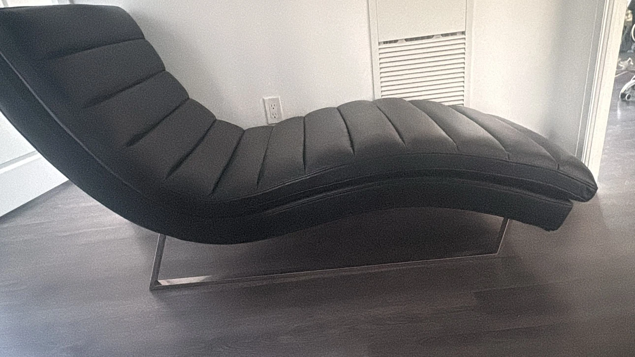 Black Faux Leather Chaise Lounge
