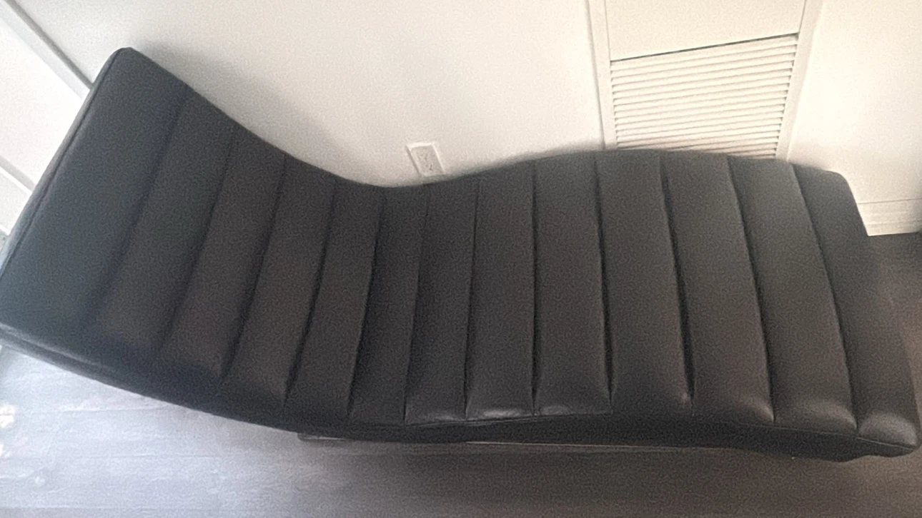 Black Faux Leather Chaise Lounge - photo 2