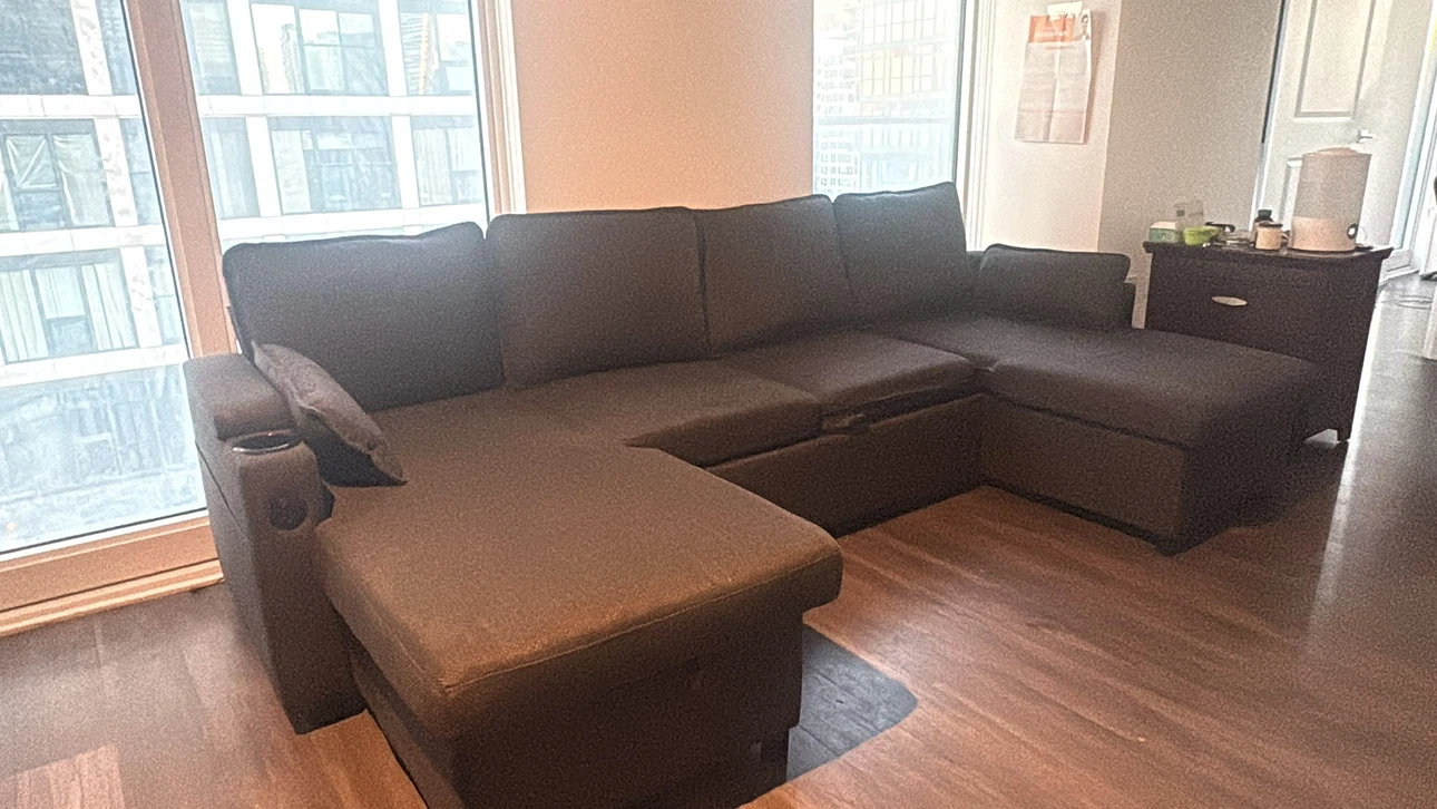 Dark Grey Sectional Sofa Bed with Storage