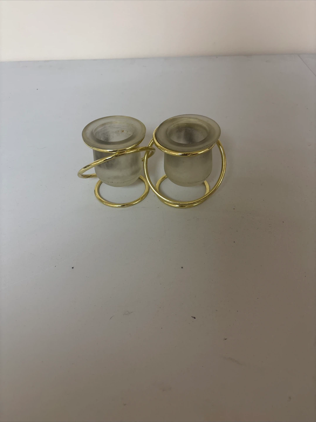 Set of Two Frosted Glass Candle Holders PartyLite
