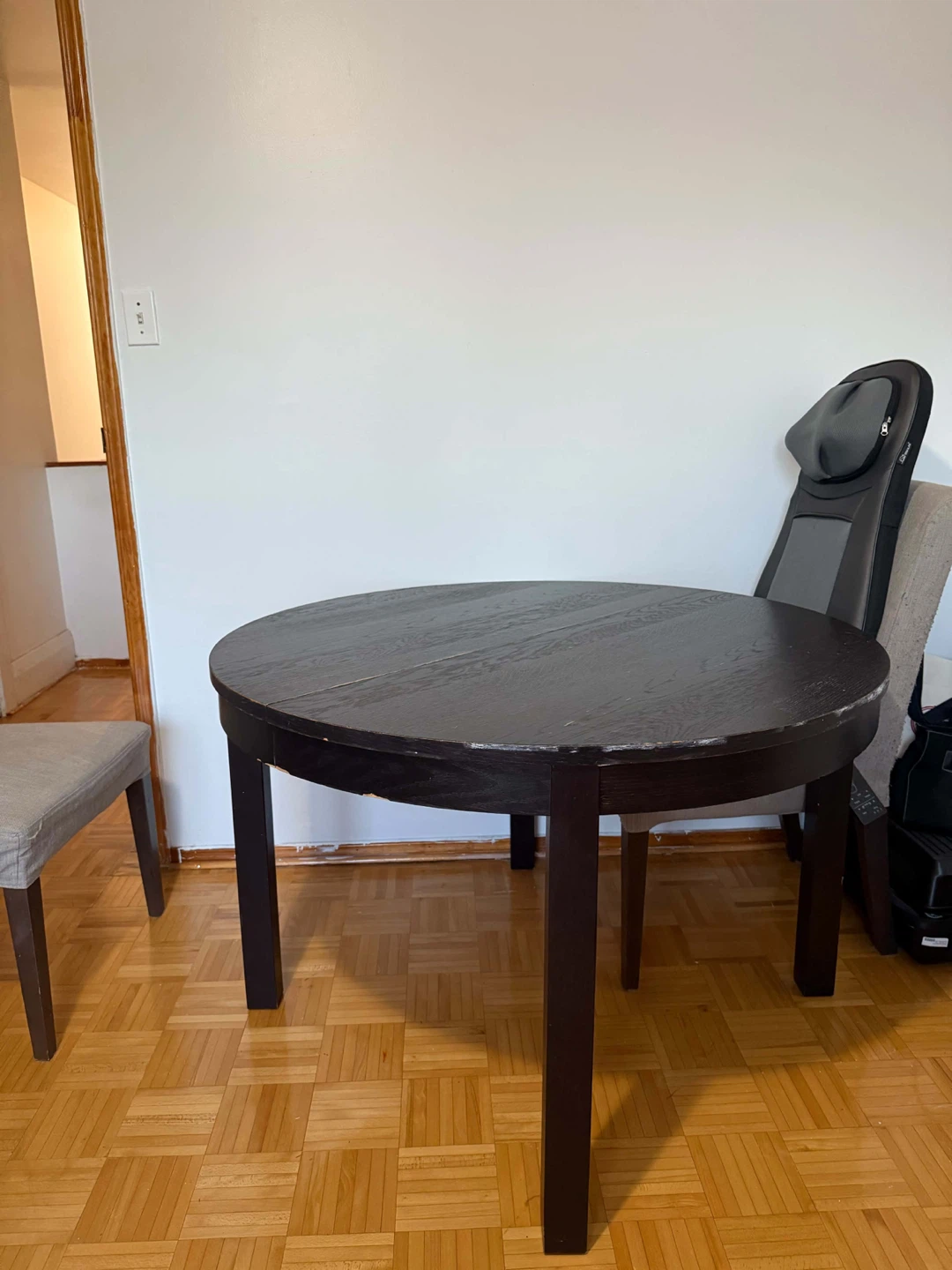 Dark Real Wood Round Dining Table