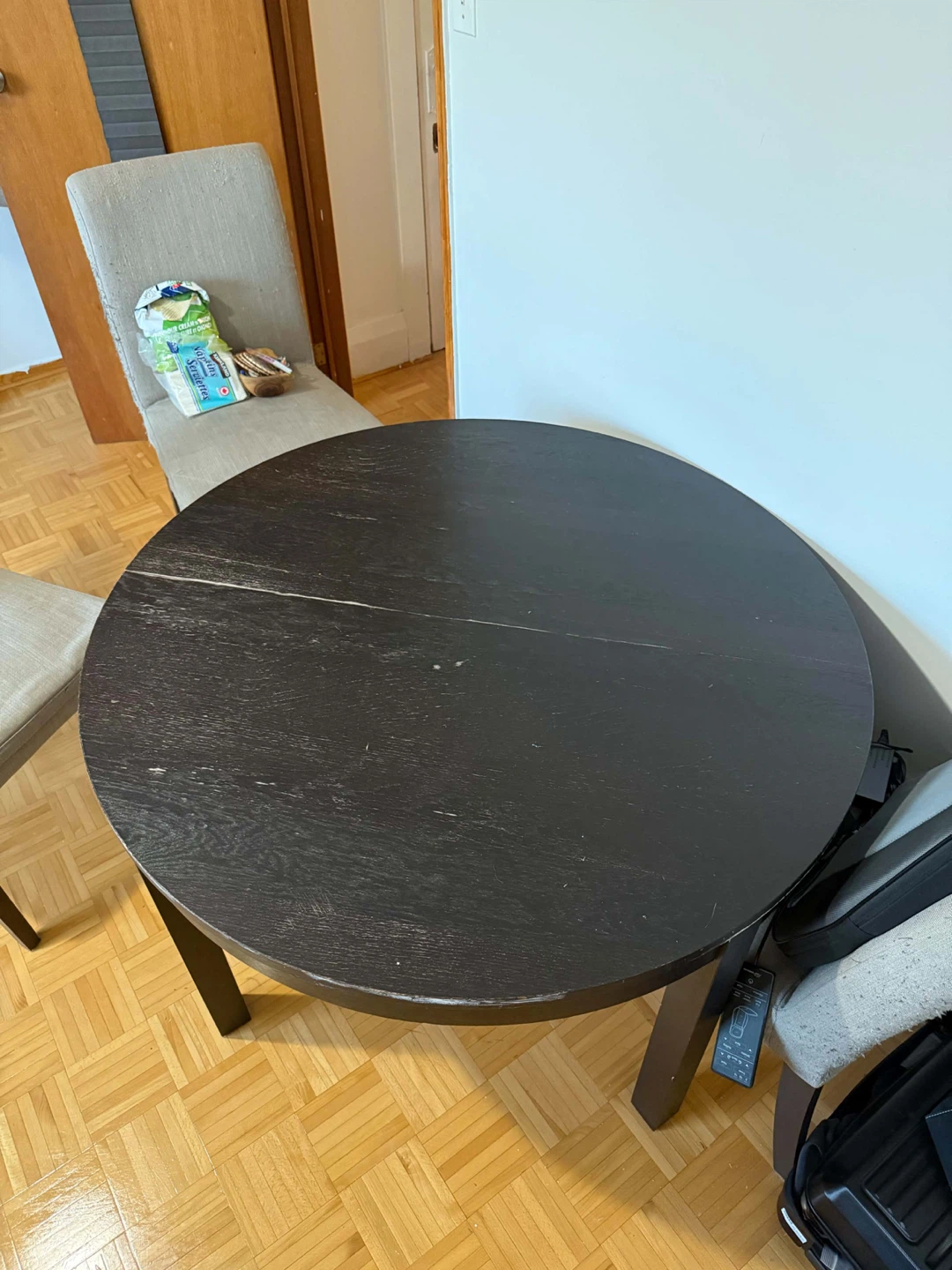 Dark Real Wood Round Dining Table - photo 2