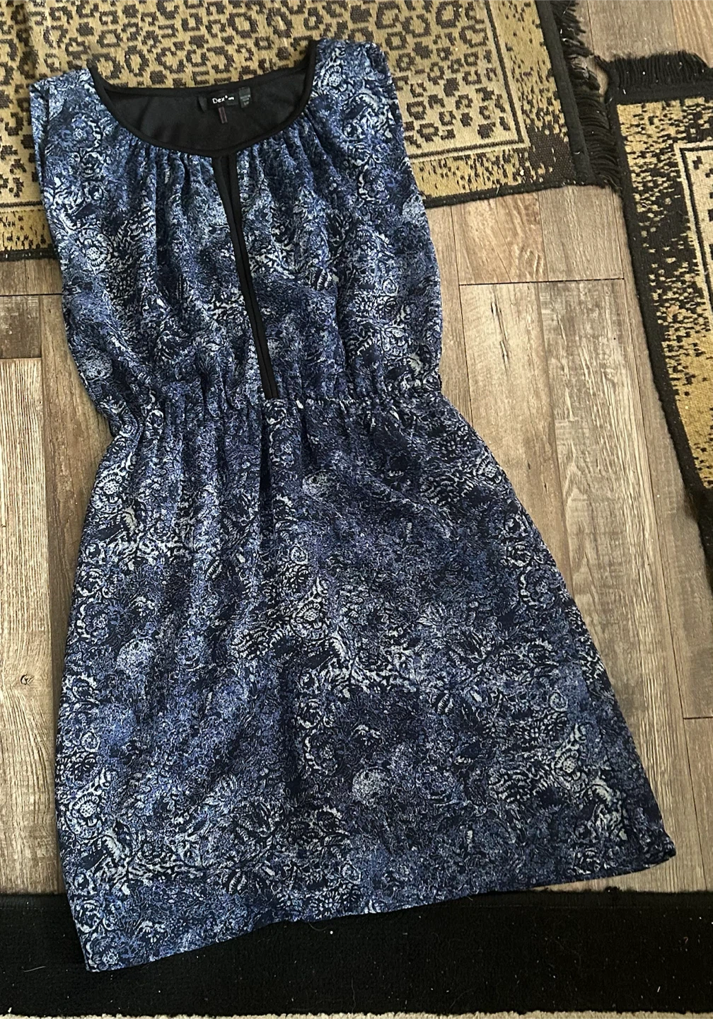 Dex 1963 Blue Patterned Sleeveless Dress